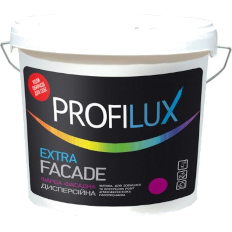 Фарба PROFILUX Extra Facade, латексна, водоемульсійна, мат білий, 14кг